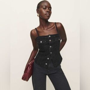 NWT Reformation Coco Denim Bustier Top